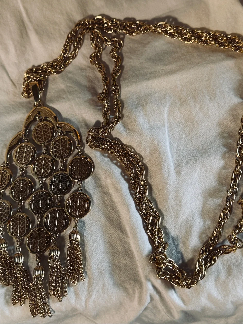 Trafari Gold Tassel Medallion Statement Necklace / Belt - Women Jewelry - Picture 4 of 5